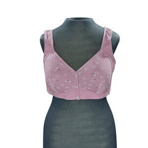 Unbranded Womens Purple Floral Front Closure Bra Size 40C